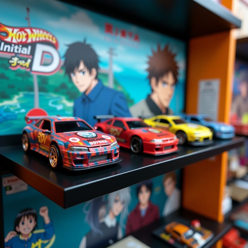 hotwheels initial d trưng bày trên kệ sưu tầm